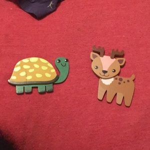Wooden turtle and reindeer